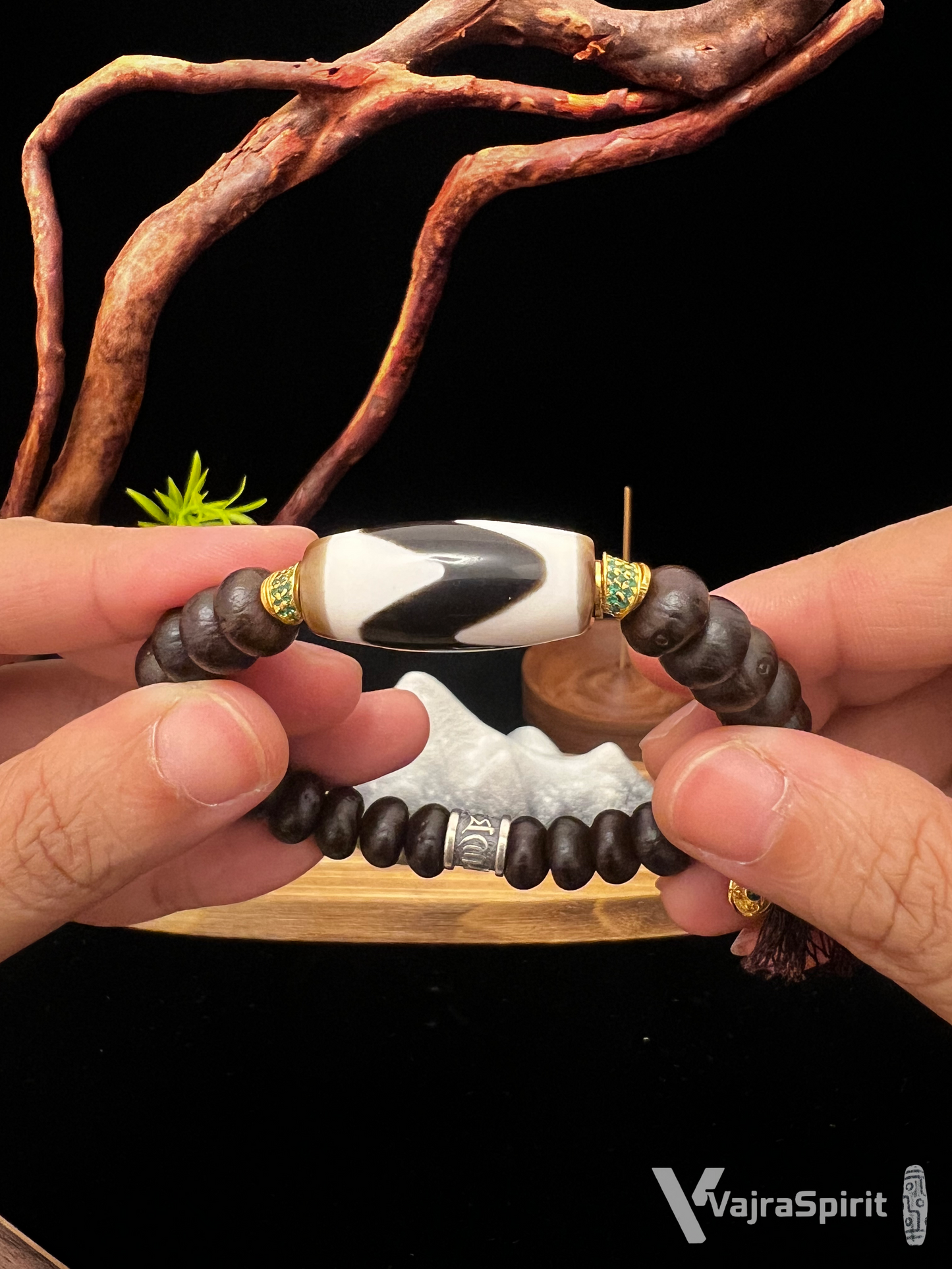 Tiger Tooth Dzi & Alms Bowl Bracelet