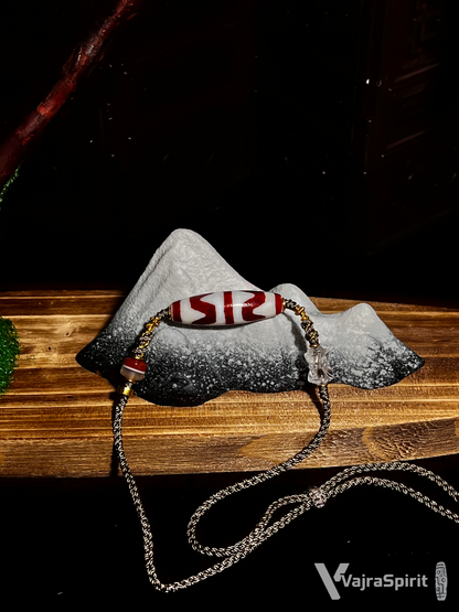 Red Meat Double Tiger Tooth Dzi Necklace