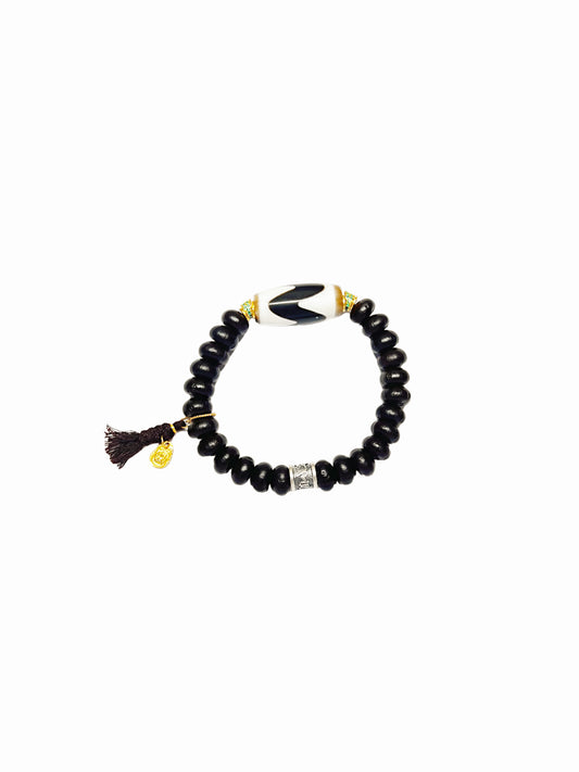 Tiger Tooth Dzi & Alms Bowl Bracelet