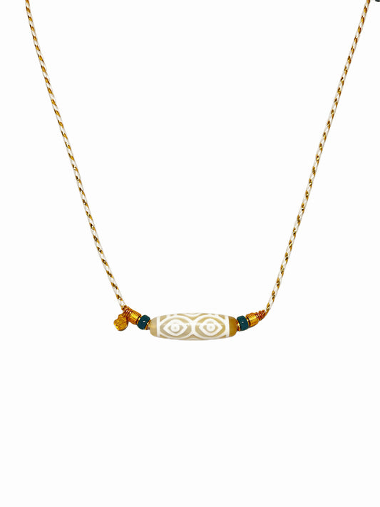 Dragon Six-Eyes Dzi Bead Necklace